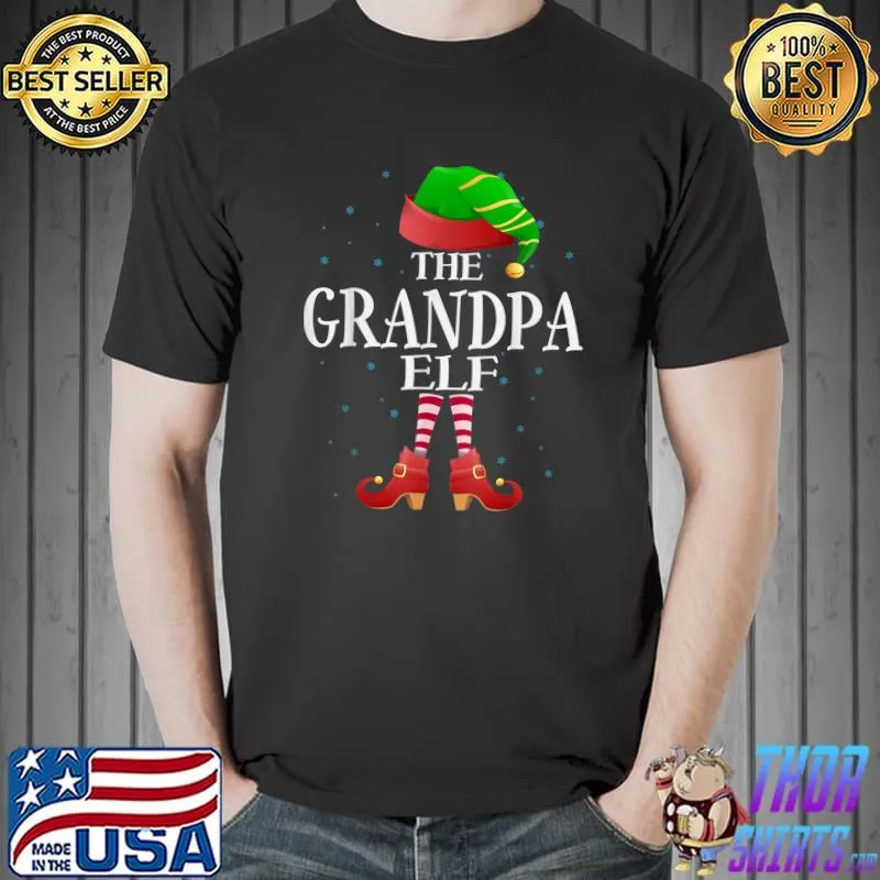 Grandpa Elf Matching Family Funny Grandma Christmas Party T-Shirt