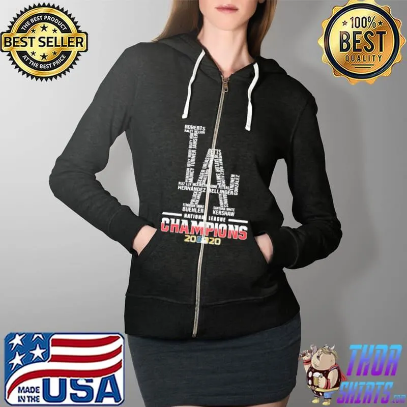 Grateful Los Angeles Dodgers Logo National League Champions 2020 Shirt Full Zip Hooded