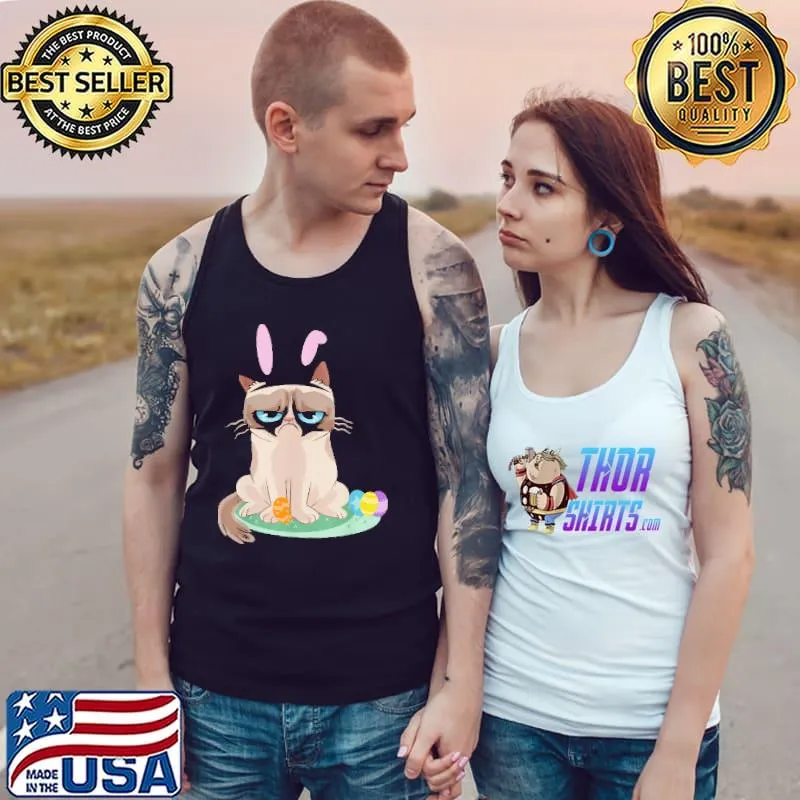 Grumpy Cat Easter Rabbit Easter Holiday Shirts Tank Top