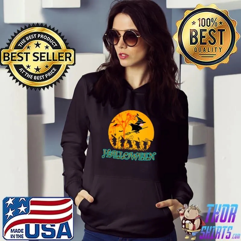 Halloween Fly Broom Funny Halloween Witch For Boys Girls T-Shirt