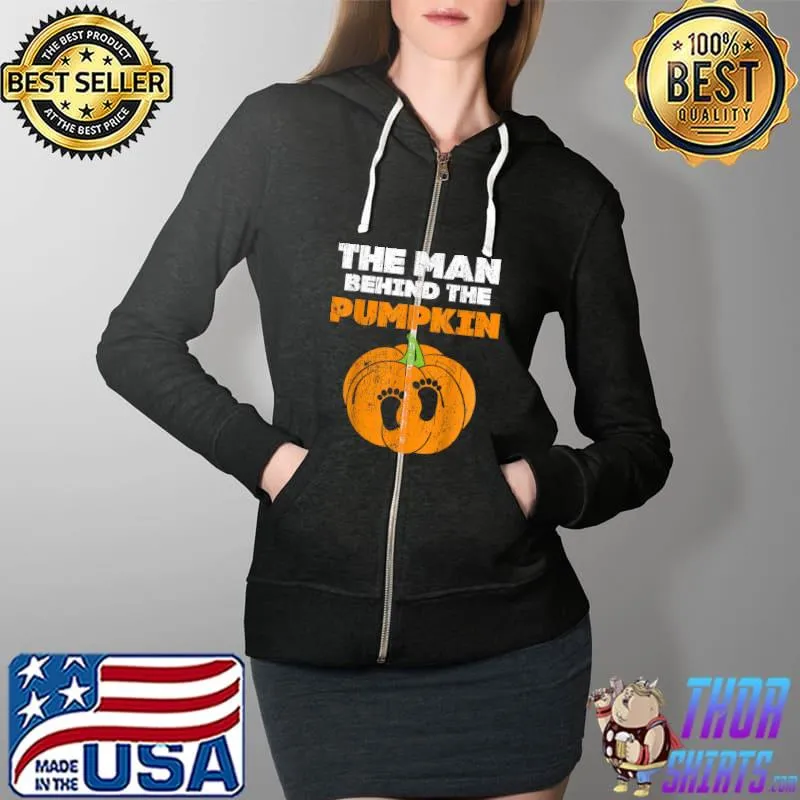 Halloween Pregnancy Costume For Men Expecting Pumpkin T-Shirt Full Zip Hooded