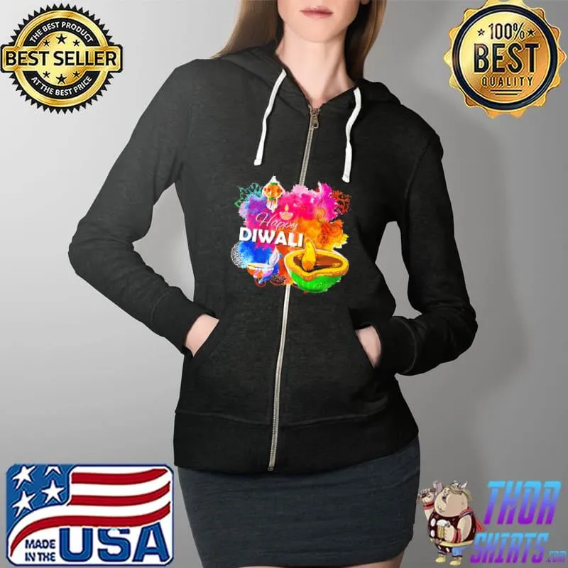 Happy Diwali 2020 Colorful T-Shirt Full Zip Hooded