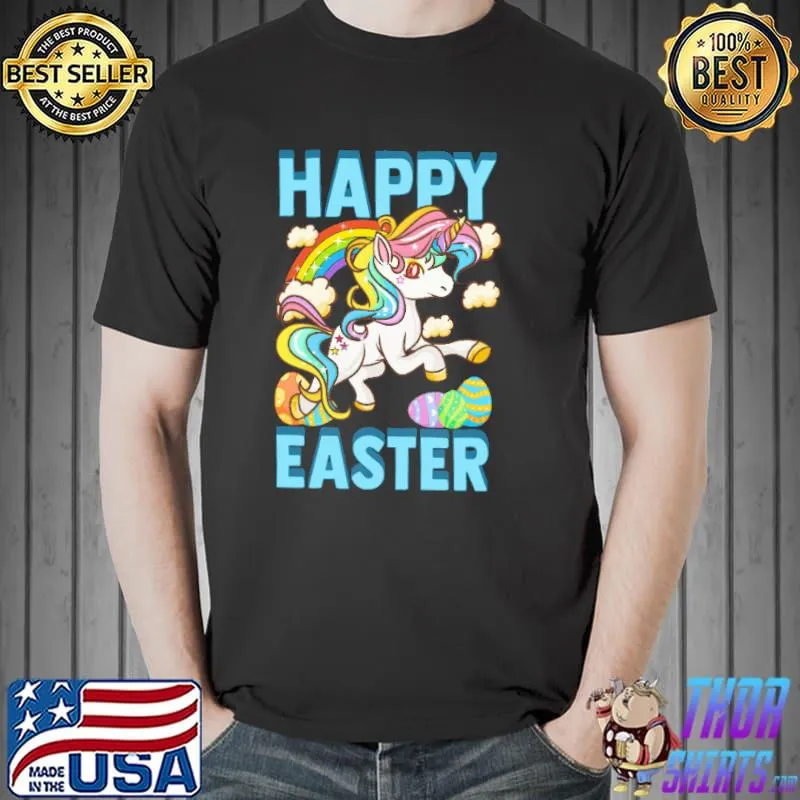 Happy Easter Rainbow Unicorn Easter Eggs Shirts Unisex