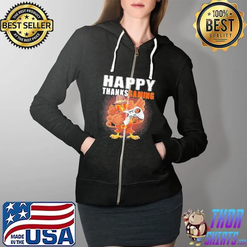 Happy Thanksgiving Video Game Dabbing Turkey Pilgrim Boy Shirt Full Zip Hooded
