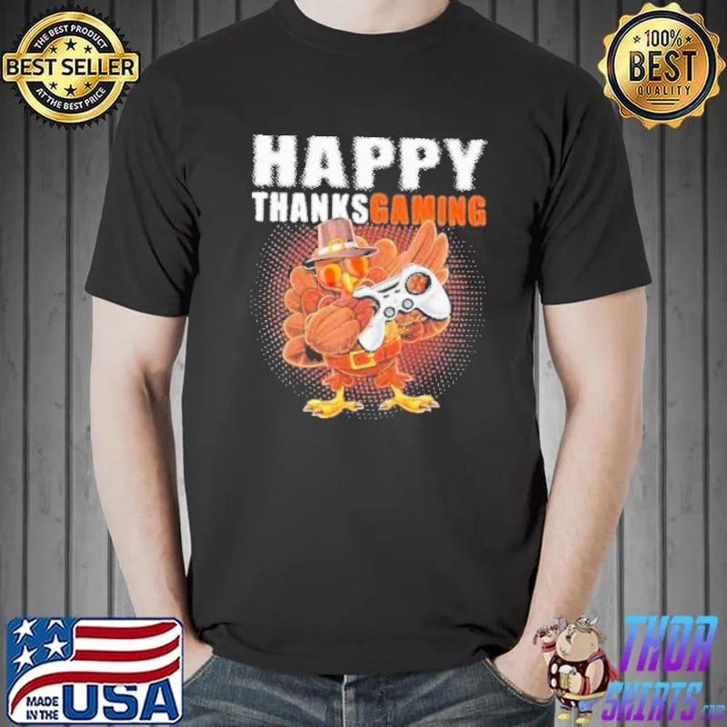 Happy Thanksgiving Video Game Dabbing Turkey Pilgrim Boy Shirt Unisex