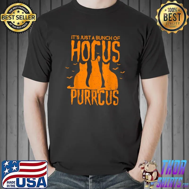 Hocus Purrcus Pocus Halloween Witch Cats Funny Parody T-Shirt Unisex
