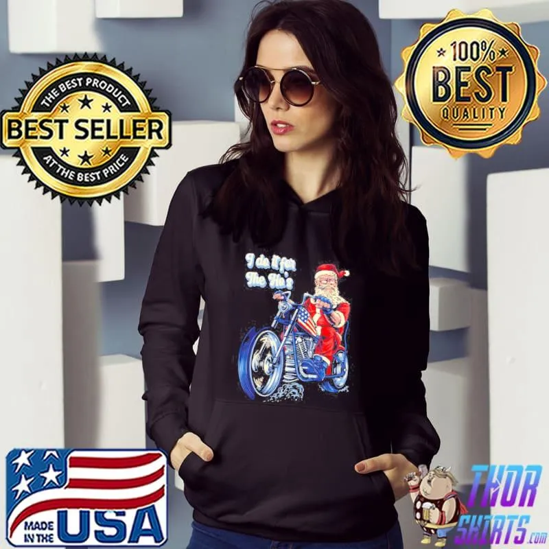 I do it for the ho's christmas biker santa usa flag shirt