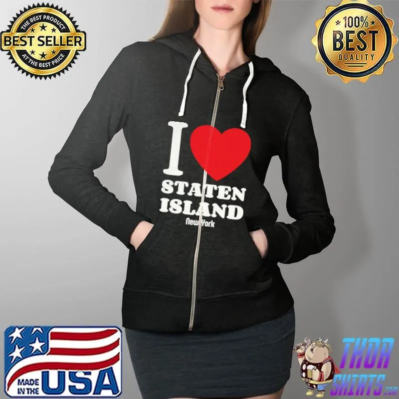 I Love Staten Island New-York Lover Retro Distressed Style T-Shirt Full Zip Hooded