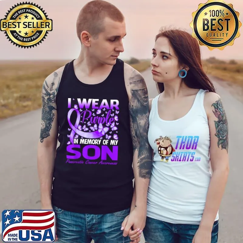 I Wear Purple In Memory Of My Son Pancreatic Cancer T-Shirt Tank Top