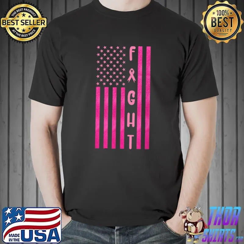 In October We Wear Pink Ribbon Flag Breast Cancer T-Shirt Unisex