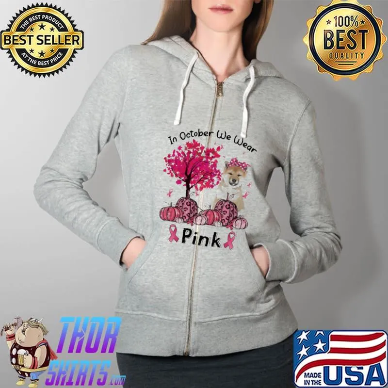 In october we wear pink Shiba Inu pumpkin leopard s Full Zip Hooded