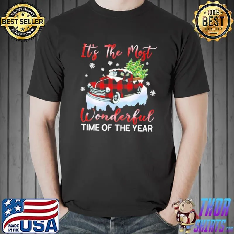 It’s the Most Wonderful Time of The Year Buffalo Plaid Christmas Truck Hoodie – Sweatshirt – Long Sleeve Shirt Unisex
