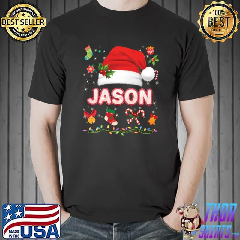 Jason Santa Claus Hat Family Merry Christmas Xmas Costume T-Shirt Unisex