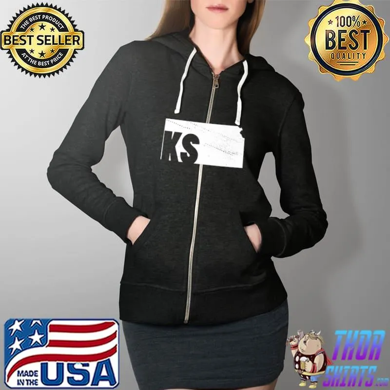 Kansas State Pride, Kansas Postal Code Premium T-Shirt Full Zip Hooded