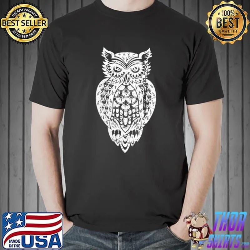 Kawaii Bird Keeper Cute Owl Graphic Animal Lover Distressed T-Shirt
