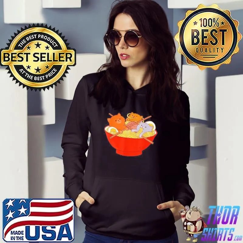 KAWAII CUTE ANIME CATS OTAKU JAPANESE RAMEN NOODLES SHIRT