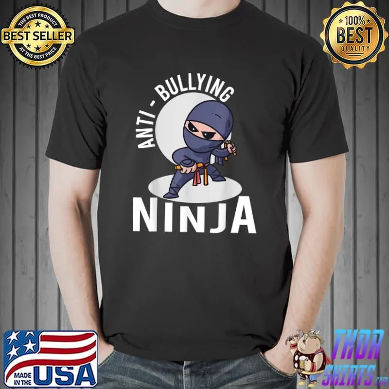 Kids Blue Anti Bullying Kindness Ninja Bully Prevention T-Shirt Unisex