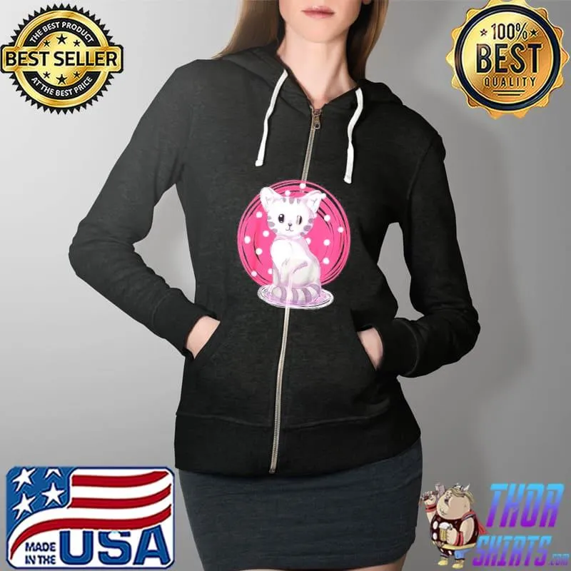 KIDS CAT KITTEN KITTY GIRL SHIRT Full Zip Hooded