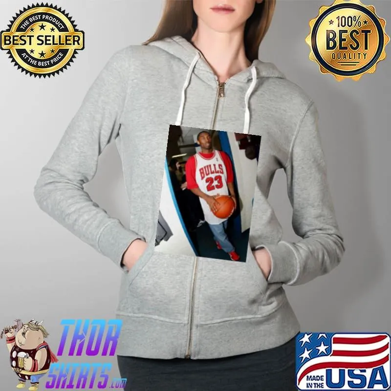 Kobe Bryant Wearing Chicago Bulls Michael Jordan Jersey T Shirt Full Zip Hooded
