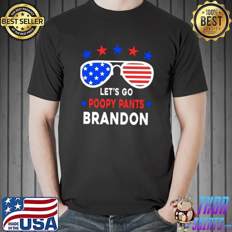 Let's Go Poopy Pants Brandon Tee USA Flag Funny Anti Biden Premium T-Shirt Unisex
