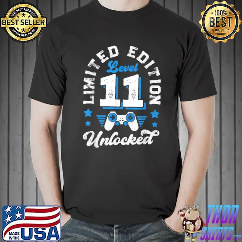 Level 11 Unlocked Limited Edition 11th Birthday Gamer Boys T Shirt Unisex