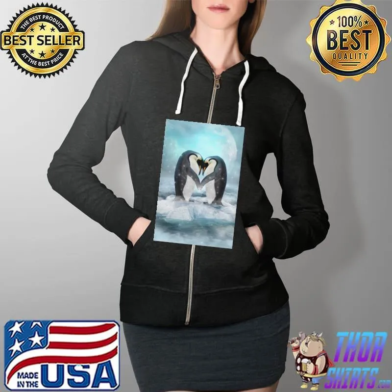 Listen Hard Penguin Heart Shirt Full Zip Hooded