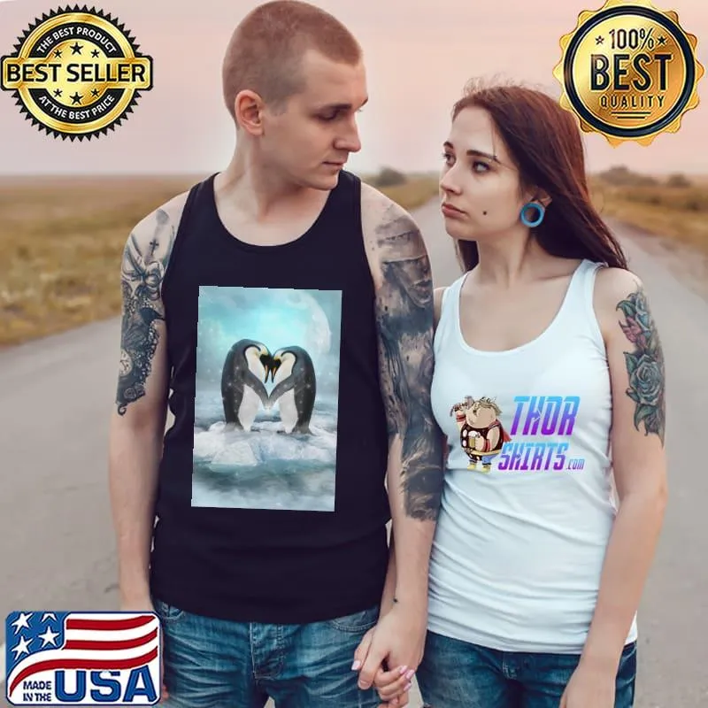 Listen Hard Penguin Heart Shirt Tank Top