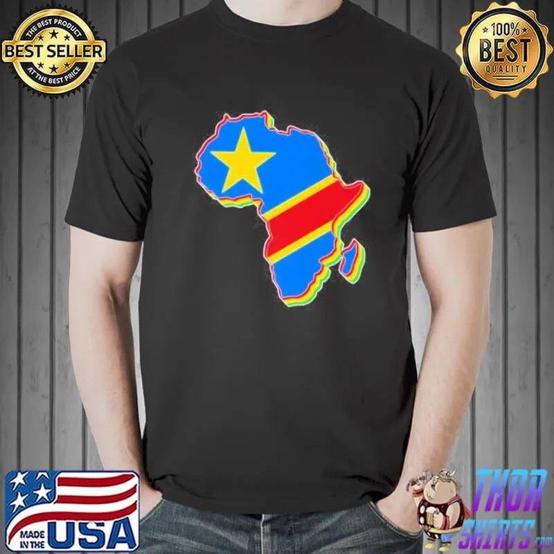 LOVE RDC DRC CONGO FLAG WITH AFRICA MAP CONGOLESE PRIDE SHIRT Unisex