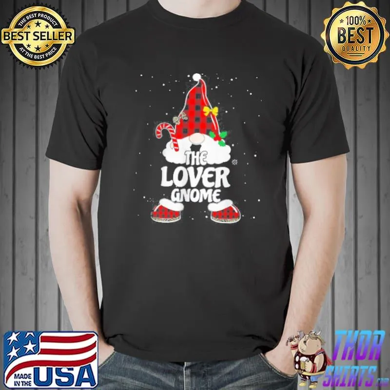 LOVER GNOME BUFFALO PLAID MATCHING FAMILY CHRISTMAS PAJAMA T-SHIRT Unisex