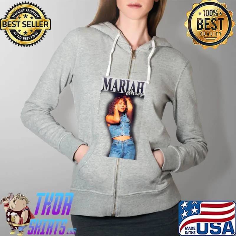 Mariah Carey In Jeans Shirt Full Zip Hooded