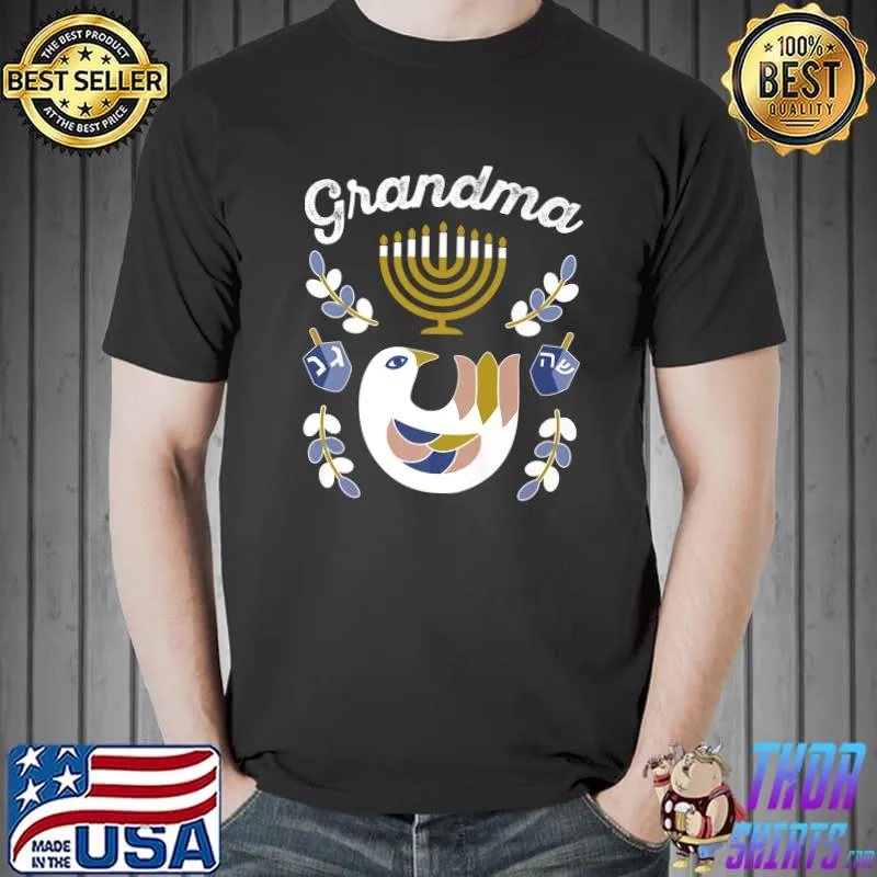 Matching Family Hanukkah Pajamas Top Dreidel Menorah Grandma Premium T-Shirt Unisex