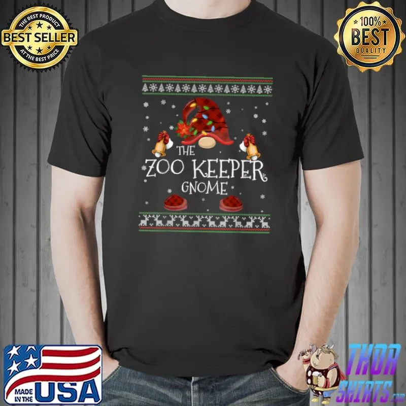 mb Zoo Keeper Gnome Buffalo Plaid Christmas Light Ugly Style T Shirt Unisex