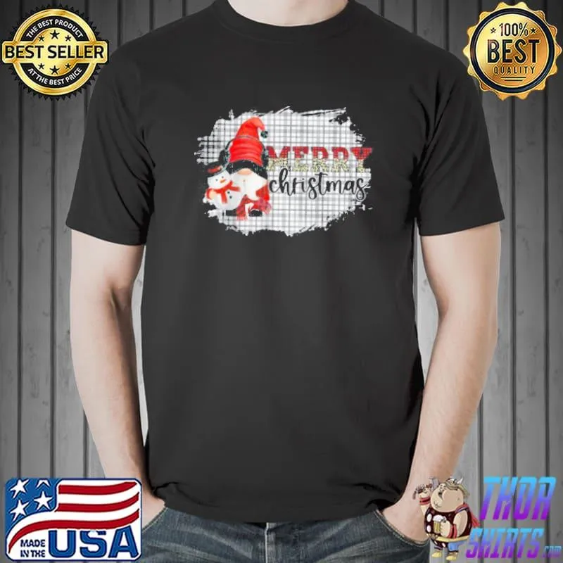MERRY CHRISTMAS LEOPARD BUFFALO PLAID GNOME SANTA CHRISTMAS SHIRT Unisex