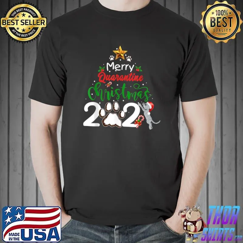 Merry Quarantine cat Family Christmas 2021 T-Shirt Unisex