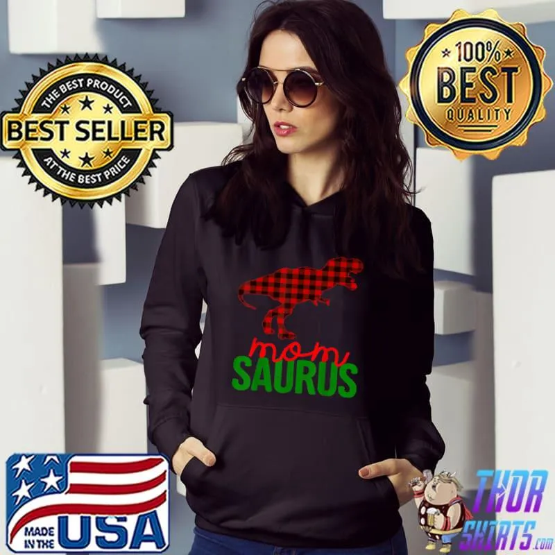 Mom Plaid Dinosaur Christmas Matching Family Pajama T Shirt