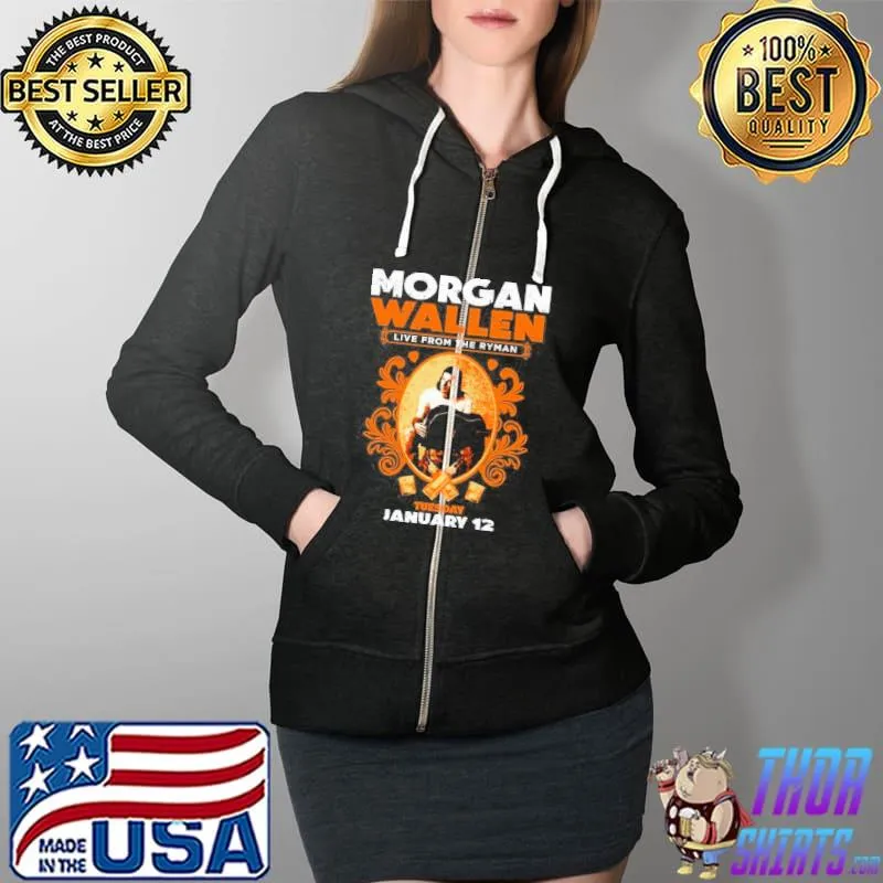 Morgan Wallen Dark Grey Ryman Event Richards And Southern Teusday January 12 Shirt Full Zip Hooded