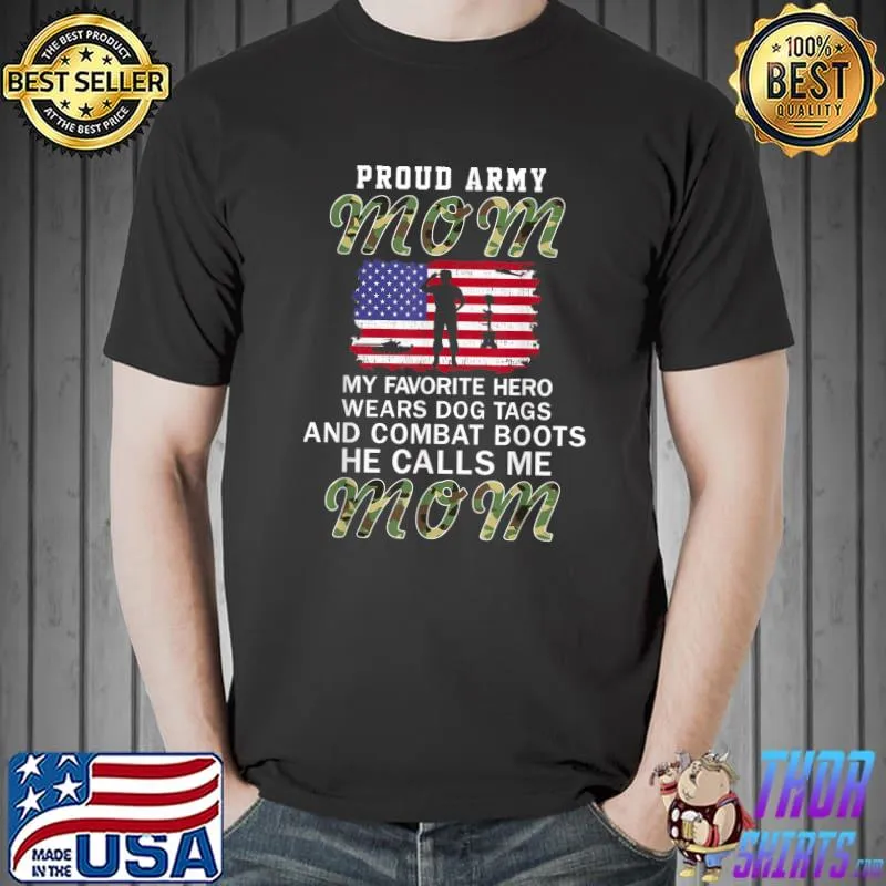 My Favorite Hero Wears Combat Boots-Proud Army Mom Army T-Shirt Unisex