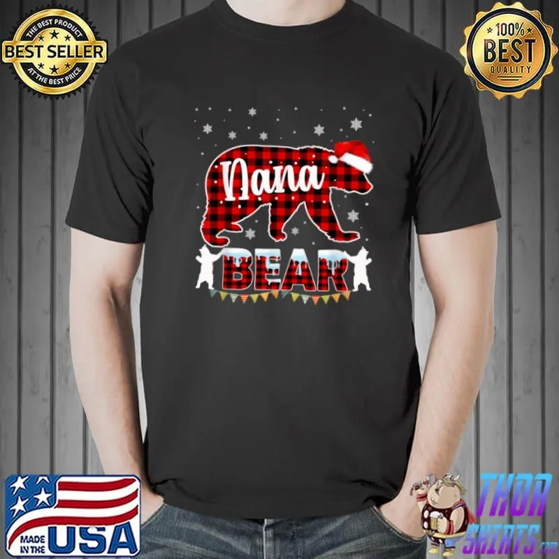 Nana Bear T Shirt Red Buffalo Plaid Nana Bear Pajama T Shirt Unisex