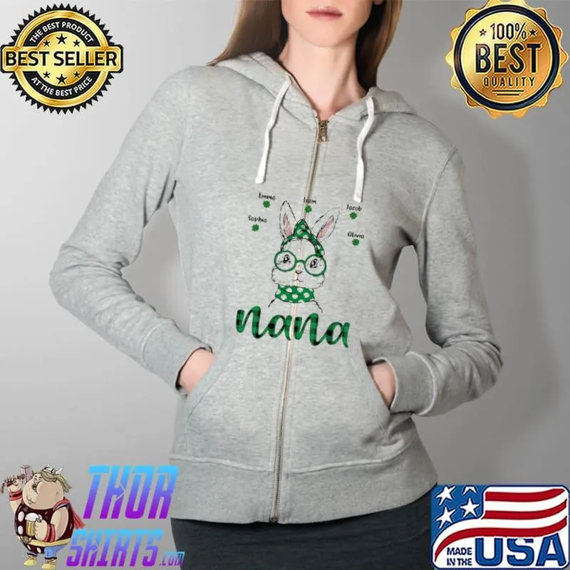 Nana Bunny St.Patrick Shirt Full Zip Hooded