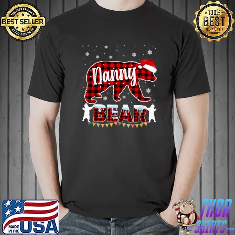Nanny Bear T Shirt Red Buffalo Plaid Nanny Bear Pajama T Shirt Unisex