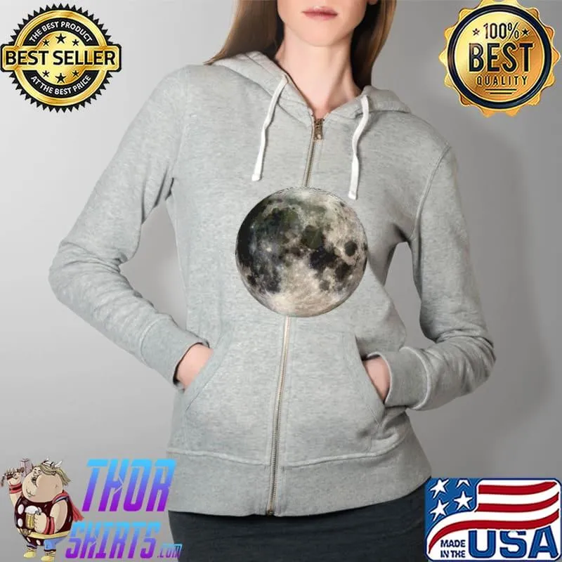 Nerdy Full Moon Phases Space Science Teacher Geek T-Shirt Full Zip Hooded