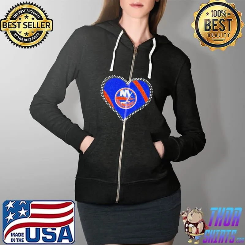 NEW ISLANDERS DIAMOND HEART SHIRT Full Zip Hooded