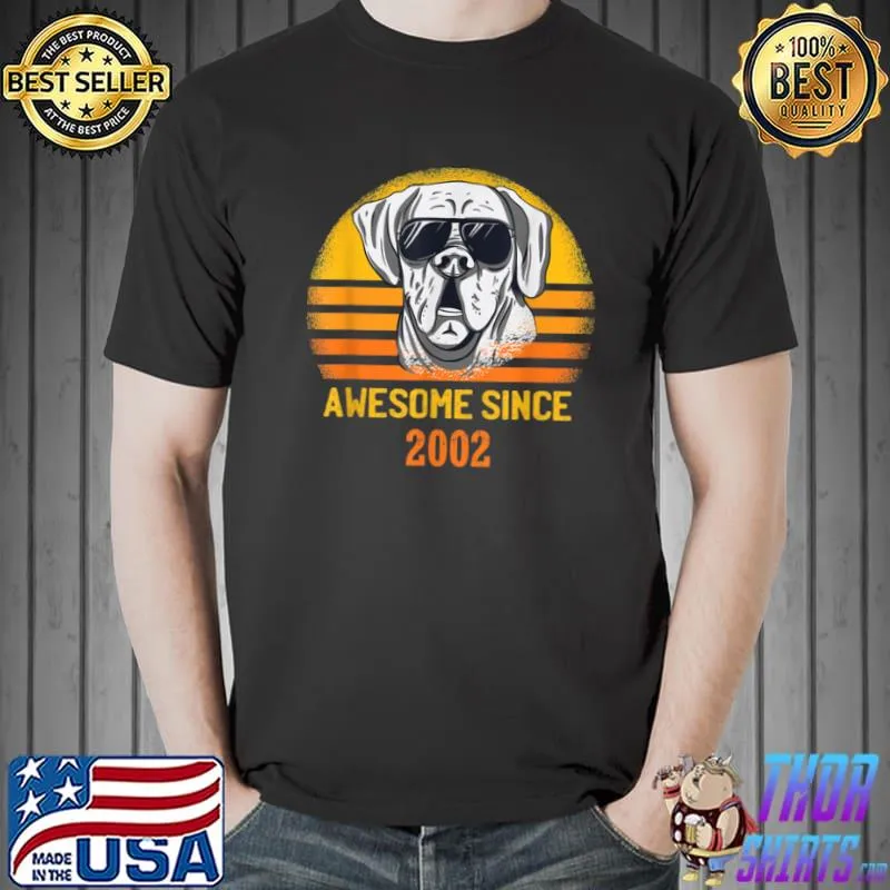 Nice Awesome Since 2002 Dog Design Sunset For Men And Women T Shirt Unisex