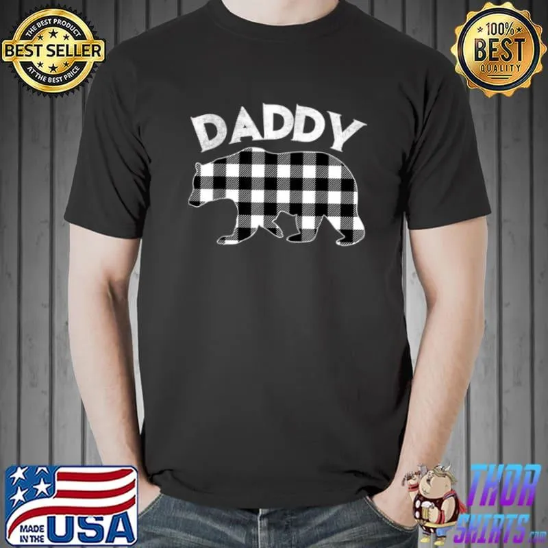 Nice Black And White Buffalo Plaid Daddy Bear Christmas Pajama T Shirt Unisex