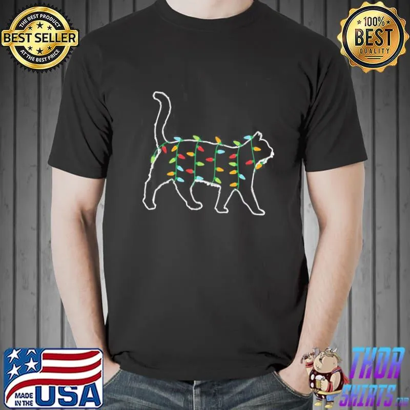 Nice Cat Christmas Lights Christmas Gift for Animal Lover Cat T-Shirt Unisex