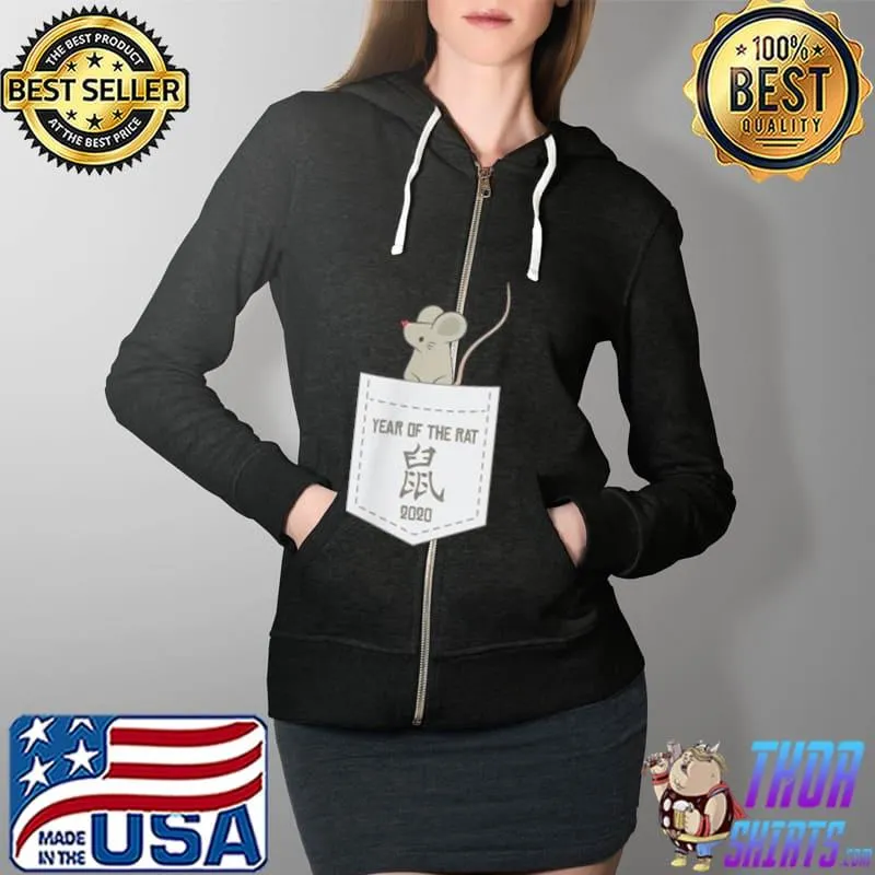 Nice Chinesisches Neujahr der Ratte 2020 in einer Tasche Shirt Full Zip Hooded