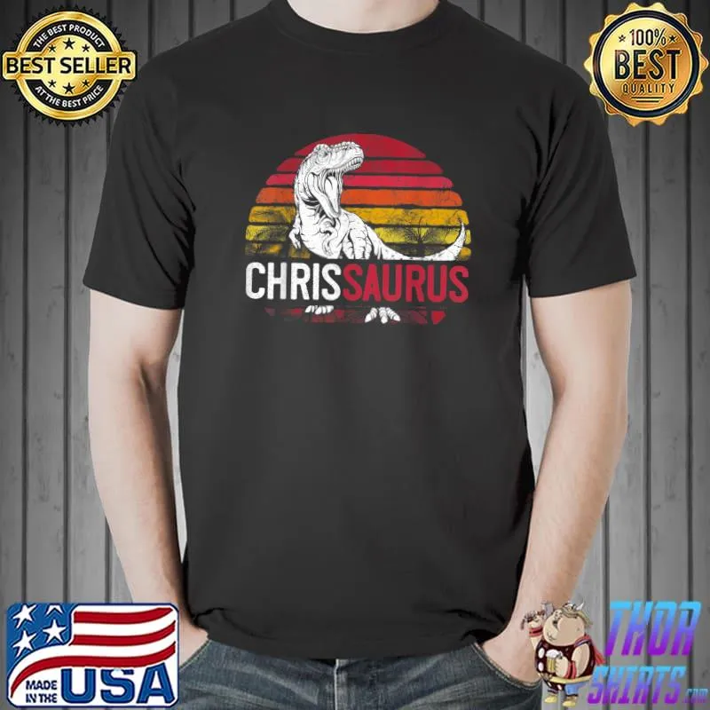 Nice Chris Saurus Personalized T Rex Name Christmas Gift Dinosaur T-Shirt Unisex