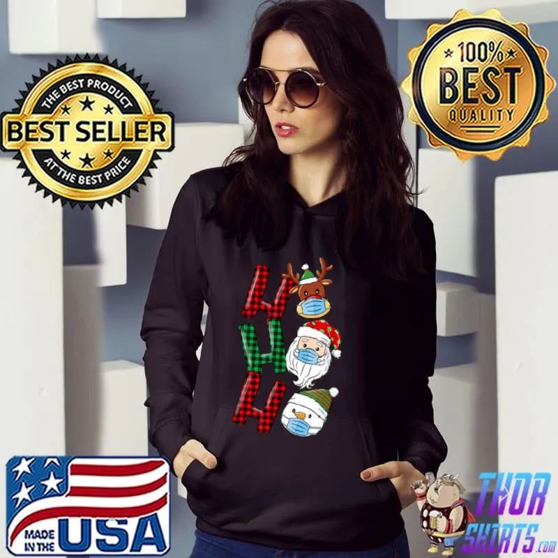 Nice christmas Ho Ho Ho Santa Reindeer Snowman Face Mask Pajama T Shirt