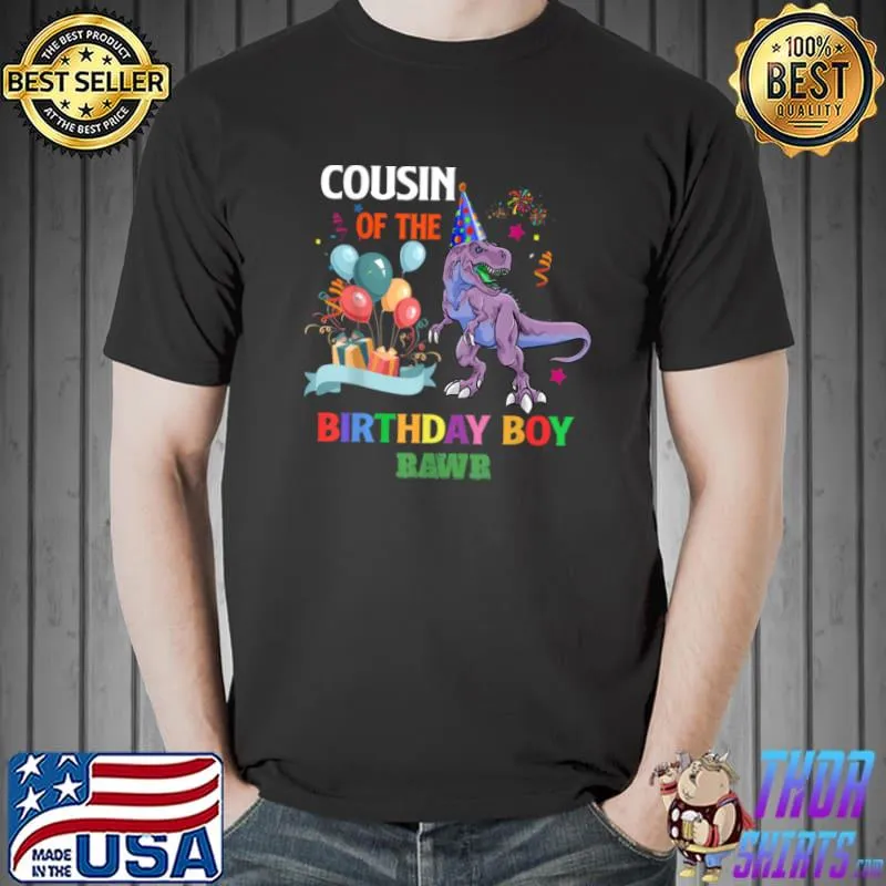 Nice Cousin Dinosaur Funny Cute Birthday Boy Family Apparel T Shirt Unisex
