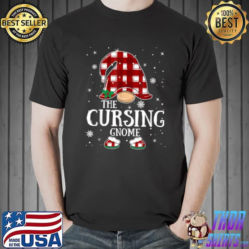 Nice Cursing Gnome Buffalo Plaid Matching Family Christmas Pajama T Shirt